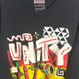 Reason Black Tee with Vibrant Unity Design